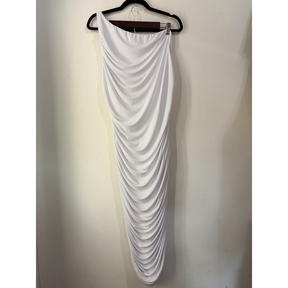 NWT Fashion Nova My Man And Me White One Shoulder Ruched Midi Dress 2X